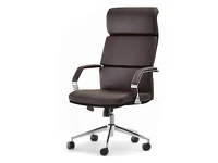 Fotel biurowy BOND BRĄZOWY ze skóry z ergonomicznym oparciem