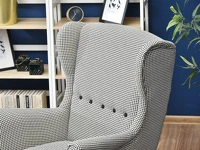 Designerski fotel skandynawski MALMO pepitka - stylowe oparcie