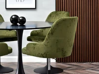 Krzesło fotelowe MIO RING ZIELONY WELUR - CZARNA NOGA - charakterystyczne detale - tył siedziska