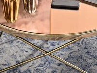 Okrągła ława AMIN XL glamour złoto + brązowe szkło - ciekawa kompozycja kolorystyczna