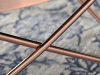 Okrągły stolik kawowy AMIN XL MIEDZIANY z metalu i szkła - unikatowy wzór podstawy