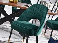 Krzesło fotel RICH BUTELKOWA ZIELEŃ fotel ze złotymi stopkam - komfortowe siedzisko